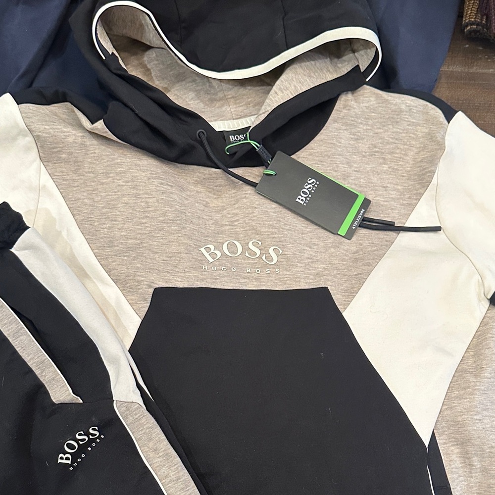 Boss Black and Beige Hoodie & Shorts 2pc